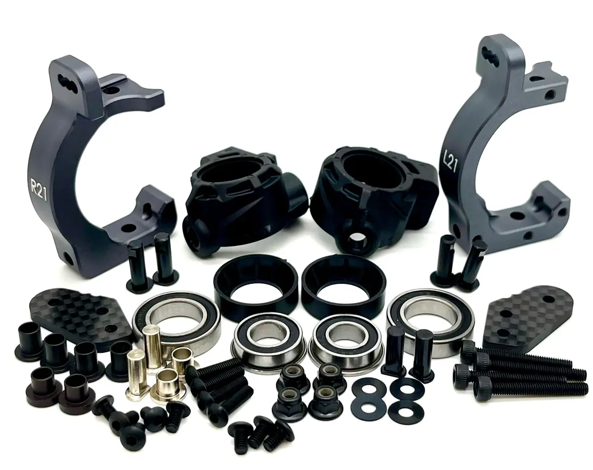 Tekno Nb48 2.2 Nitro Front Spindle And Carriers (Bag I) (Spindle, Carrier, Bearings, Hubs Tkr9305 1