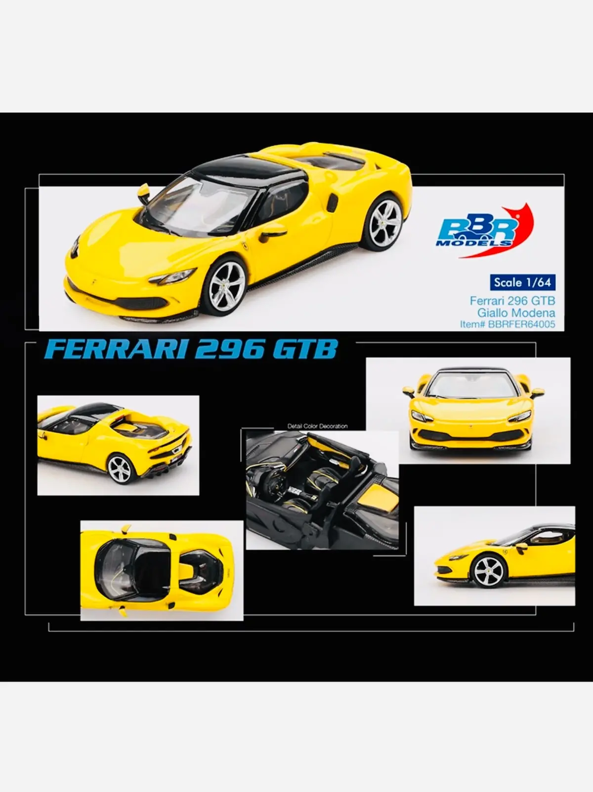 Bbr Models Ferrari 296 Gtb Giallo Modena Yellow 1