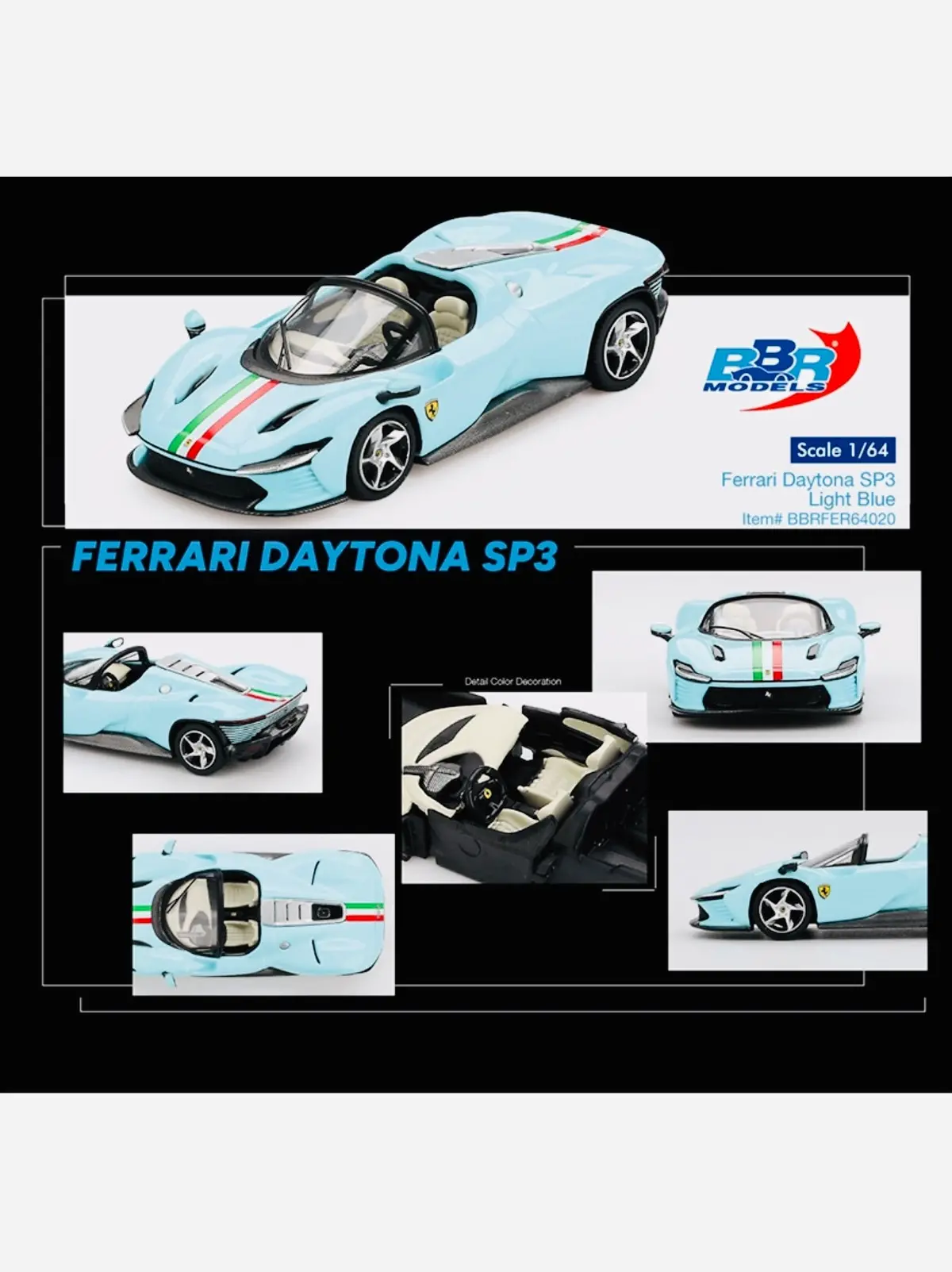 Bbr Models Ferrari Daytona Sp3 Light Blue 1