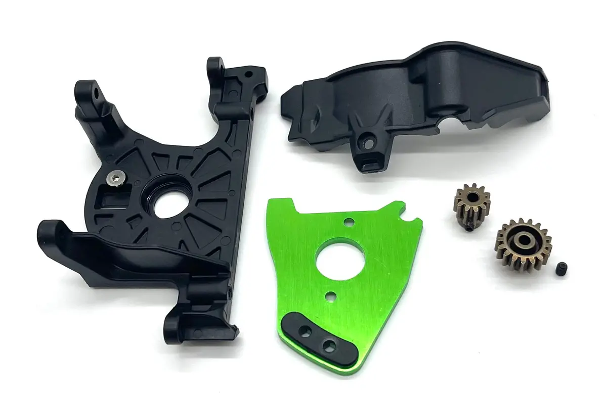 Rustler Ultimate - Motor Mount Cover Pinion Gear 11T Green Traxxas 67097-4 1
