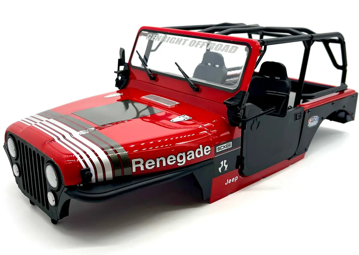 Axial Scx-10 Iii Cj-7 Body, W/Interior, Rollcage, Lights (Red) Axi03008 1