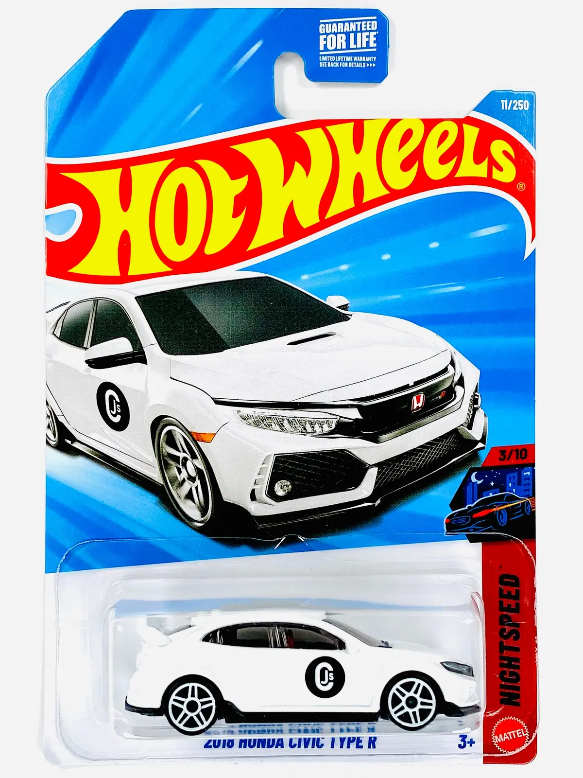 Hot Wheels Nightspeed 2018 Honda Civic Type R White - Damaged Card 1