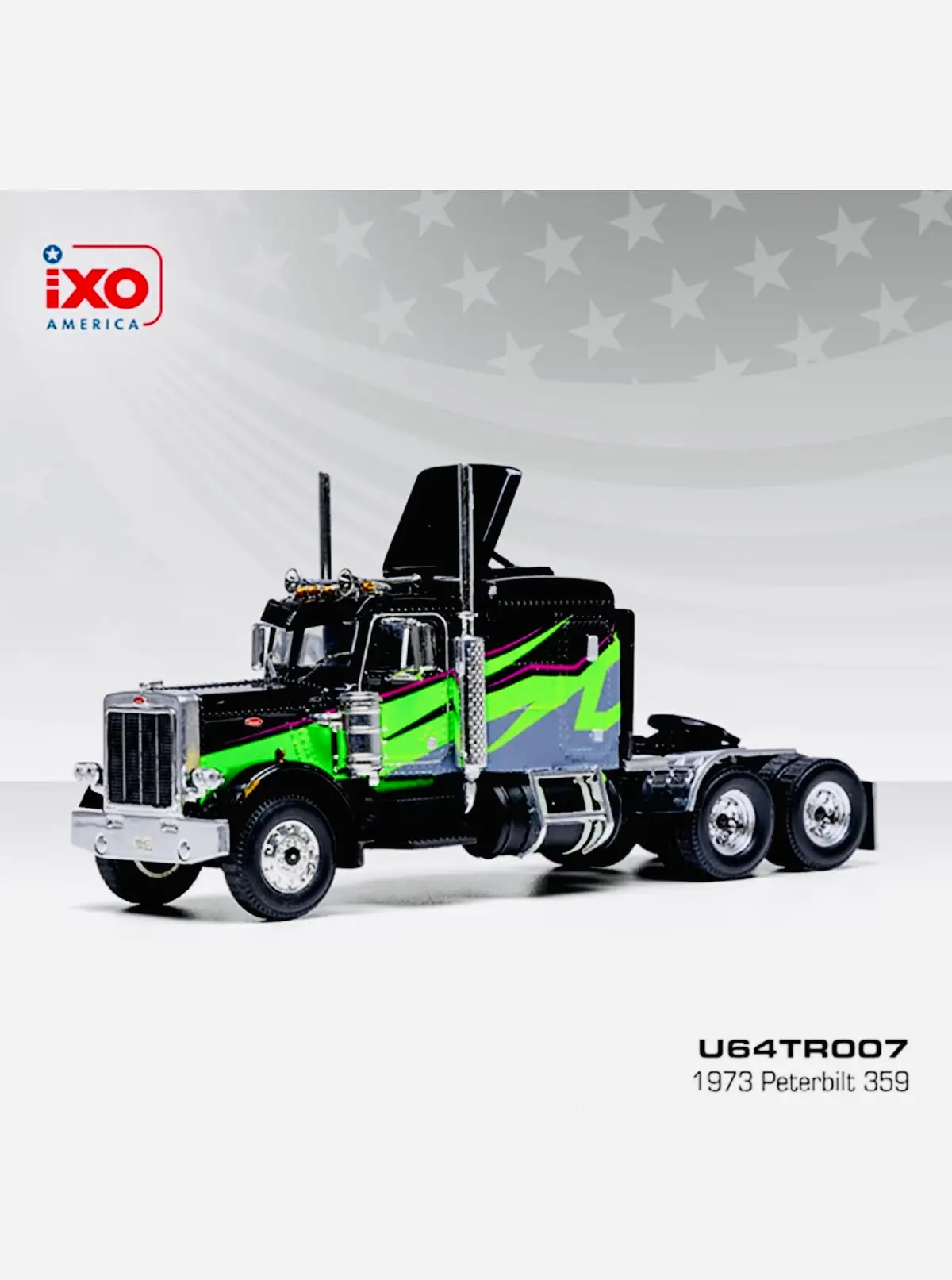 Ixo Models 1973 Peterbilt 359 In Black & Lime 1