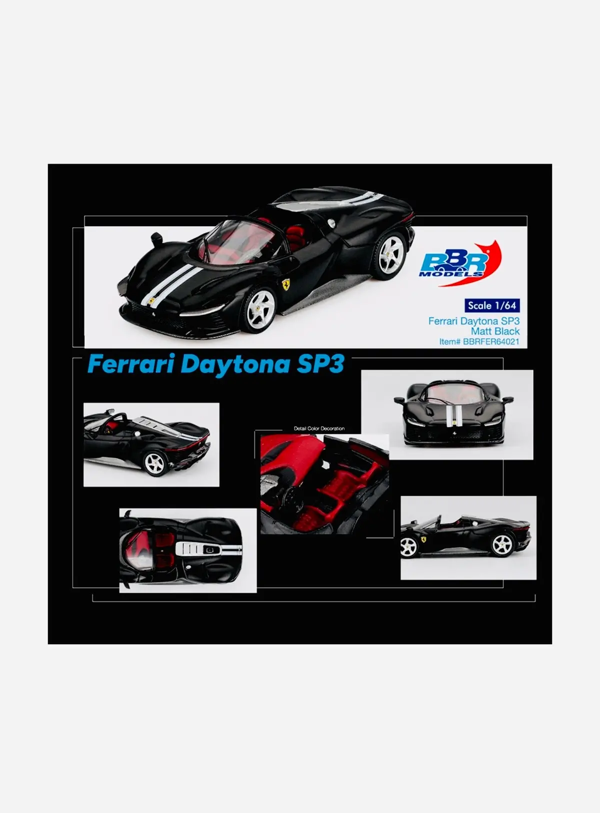 Bbr Models Ferrari Daytona Sp3 Matt Black 1