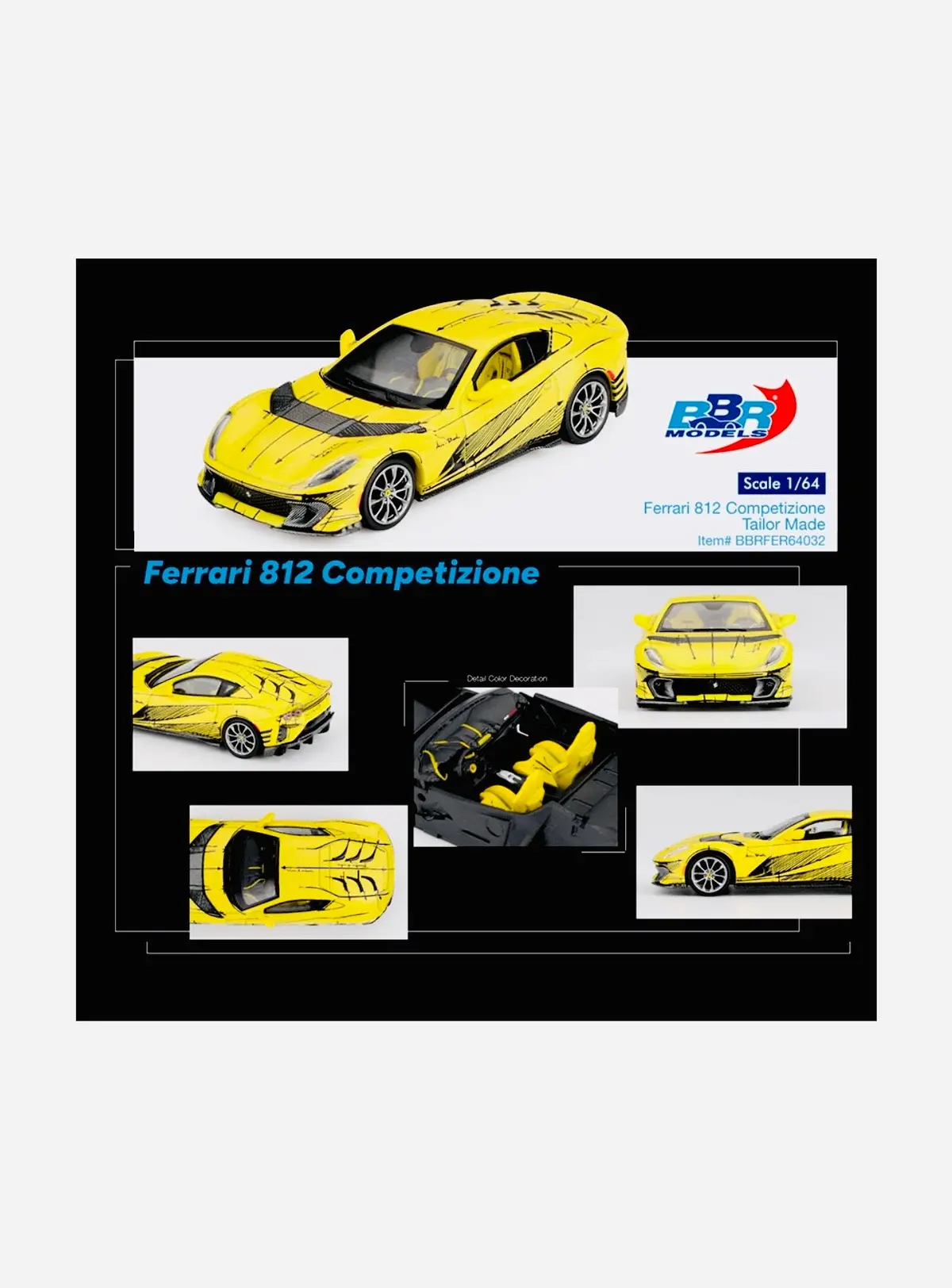 Bbr Models Ferrari 812 Competizione Tailor Made Matte Yellow 1