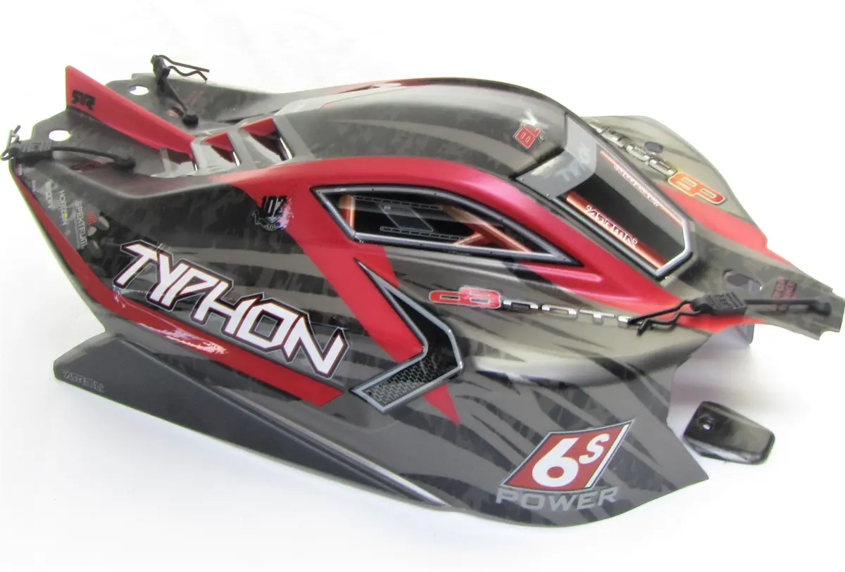 Arrma Typhon 6S V5 Blx - Body Shell ( Black/Red Polycarbonate Cover & Body Pins Ara8606v5 1