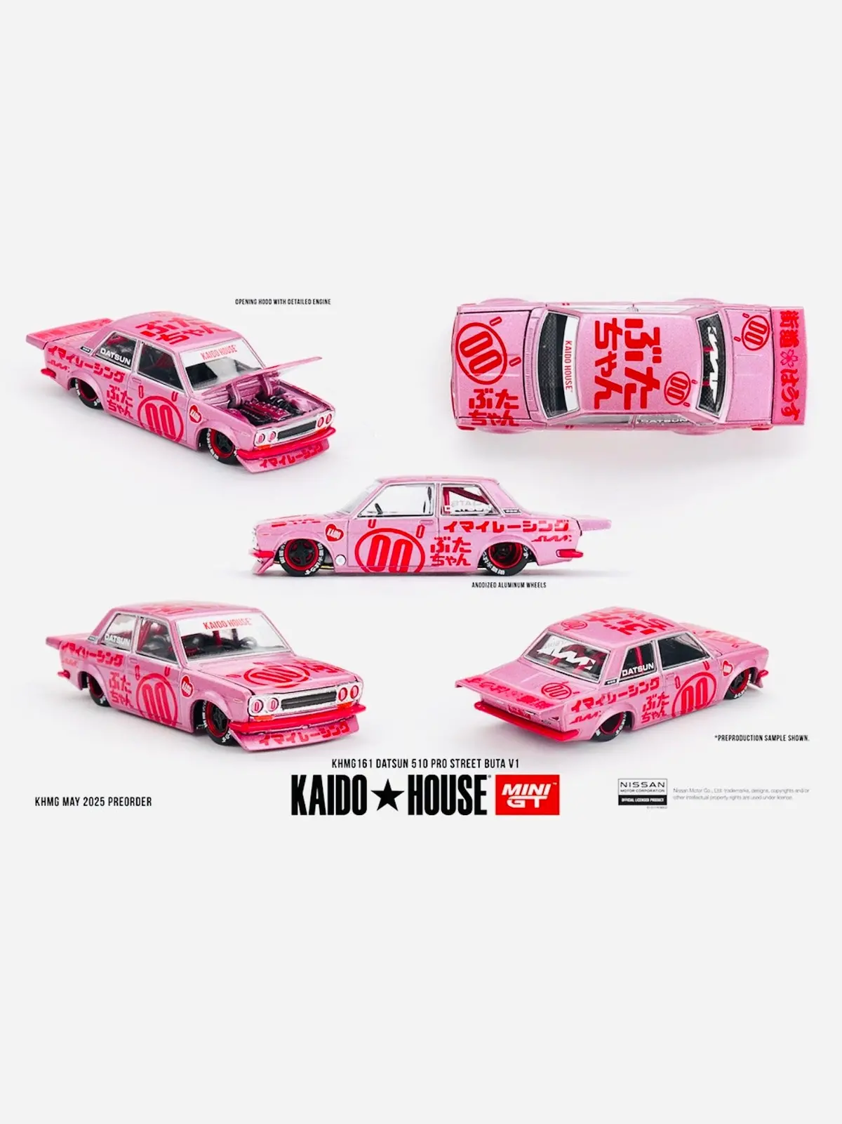 Mini Gt X Kaido House Collab Factory Sealed Datsun 510 Pro Street Buta V1 Pink #161 1