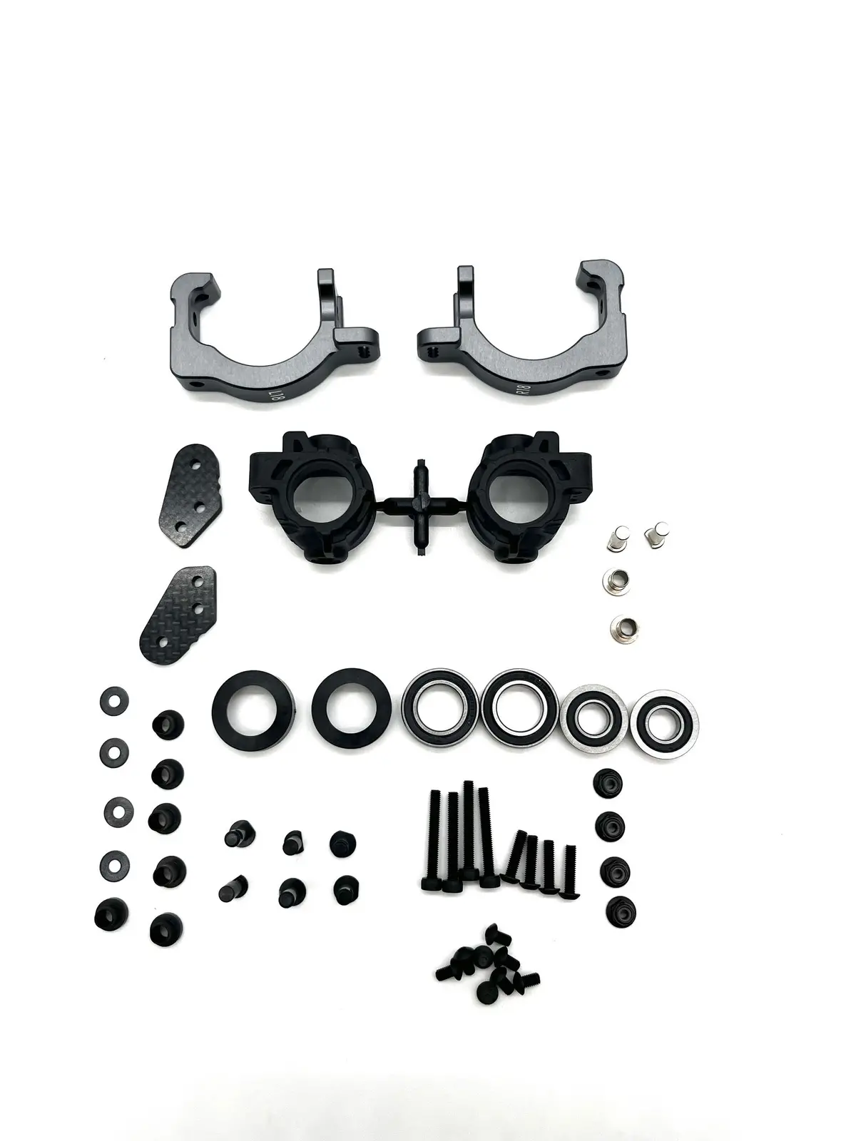 Tekno Et48 2.2 Front Spindle And Carriers (Bag H) (Spindle, Carrier, Bearings) Tkr9605 1