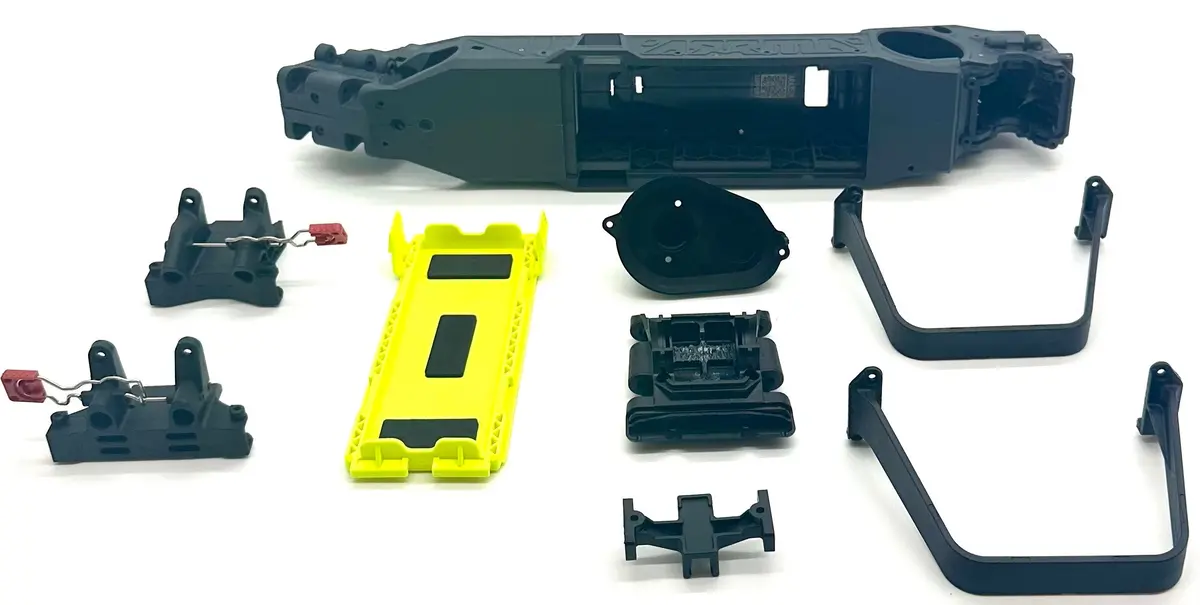Arrma Fury 223S 2Wd - Chassis (Fluoro Yellow Lwb Right Left Halves Mega Ara3521t2 1