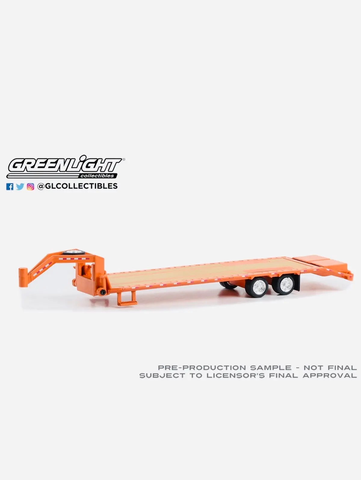 Greenlight Gooseneck Trailer In Primer Orange W/ Red & White Conspicuity Stripes 1