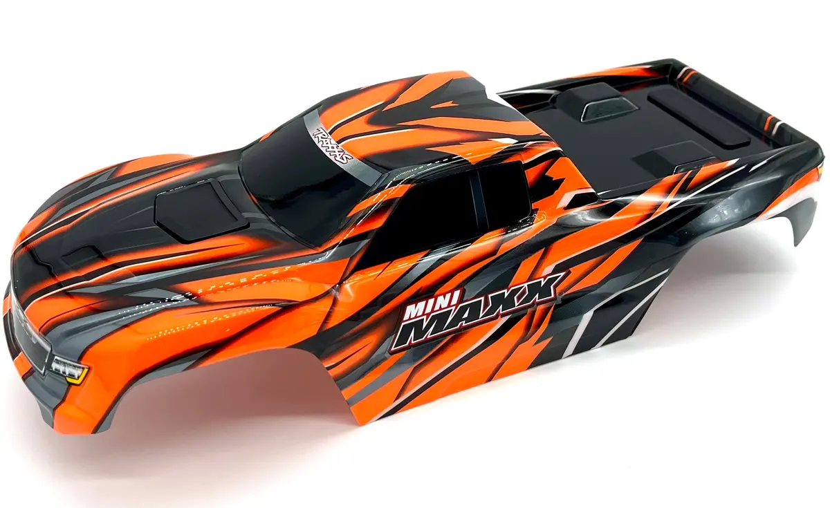 Mini-Maxx Body Cover Shell (Orange Painted Prographics, Clipless 107154-1 1
