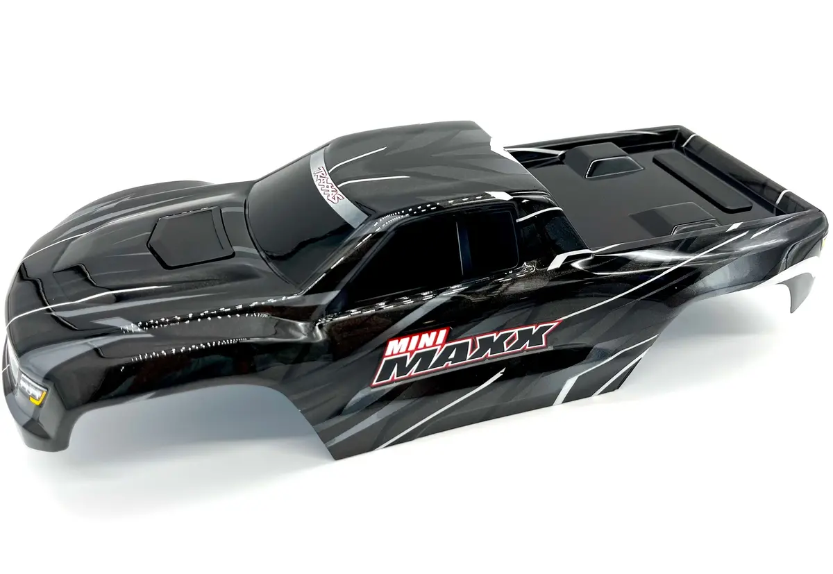Mini-Maxx Body Cover Shell (Black Painted Prographics, Clipless 107154-1 1