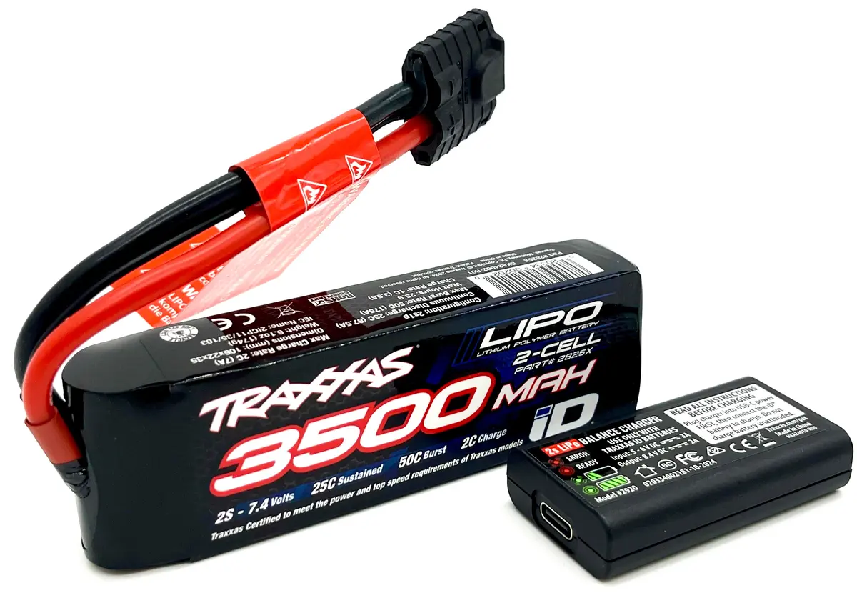 Mini-Xrt 7.4V 2S Lipo Battery & Usb-C Charger Traxxas 108076-1 1