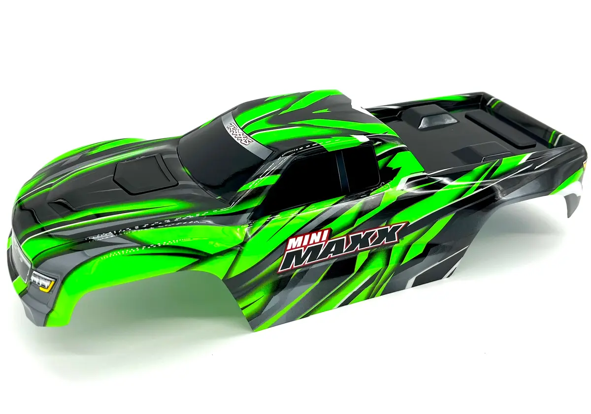 Mini-Maxx Body Cover Shell (Green Painted Prographics, Clipless 107154-1 1