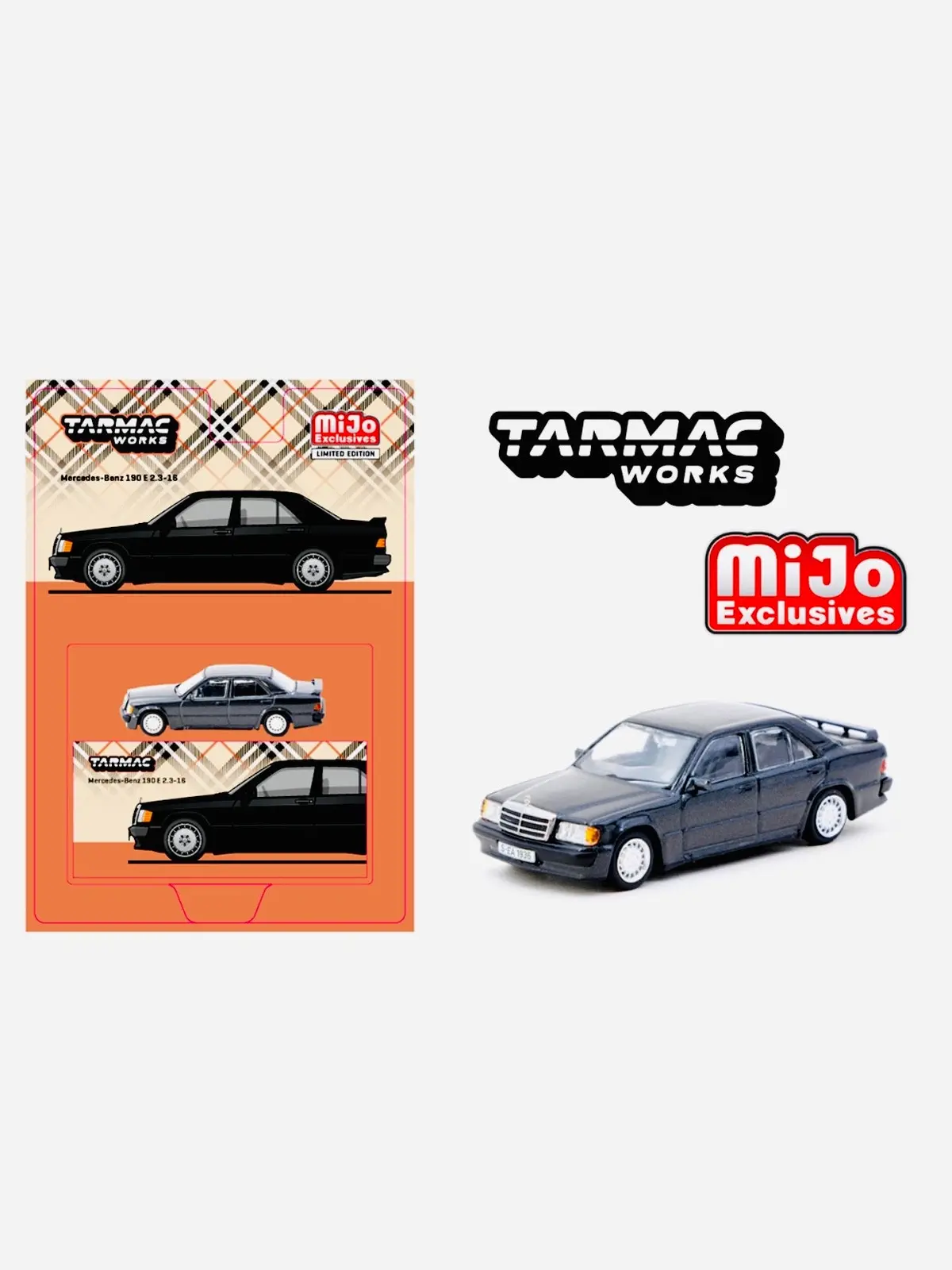 Tarmac Works Mijo Exclusive Mercedes-Benz 190 E 2.3-16 Blue/Black Metallic 1
