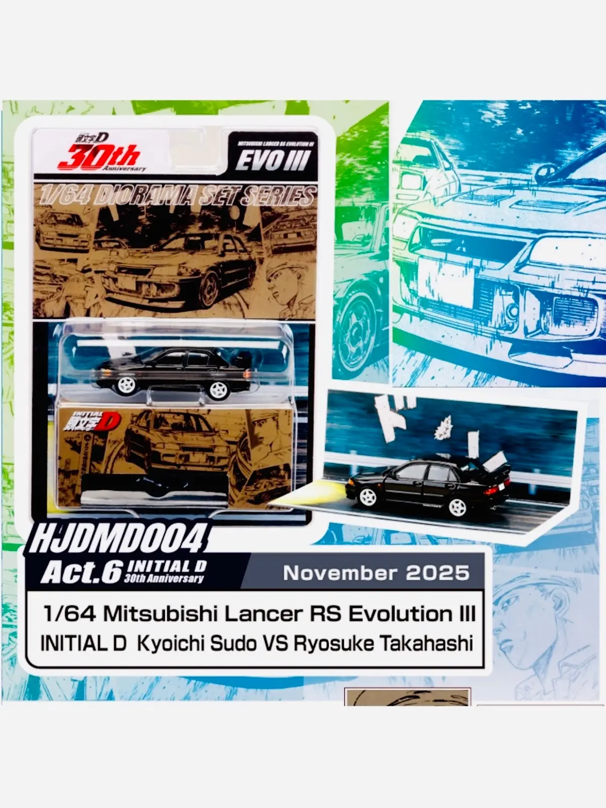 Initial D Hobby Japan Jdm64 30Th Anniversary Mitsubishi Lancer Rs Evolution Iii / Initial D Act.6 Kyoichi Sudo Vs Ryosuke Takahashi 1