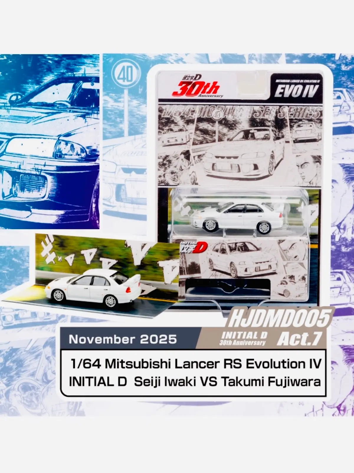 Initial D Hobby Japan Jdm64 30Th Anniversary Mitsubishi Lancer Rs Evolution Iv / Initial D Seiji Iwaki Vs Takumi Fujiwara 1