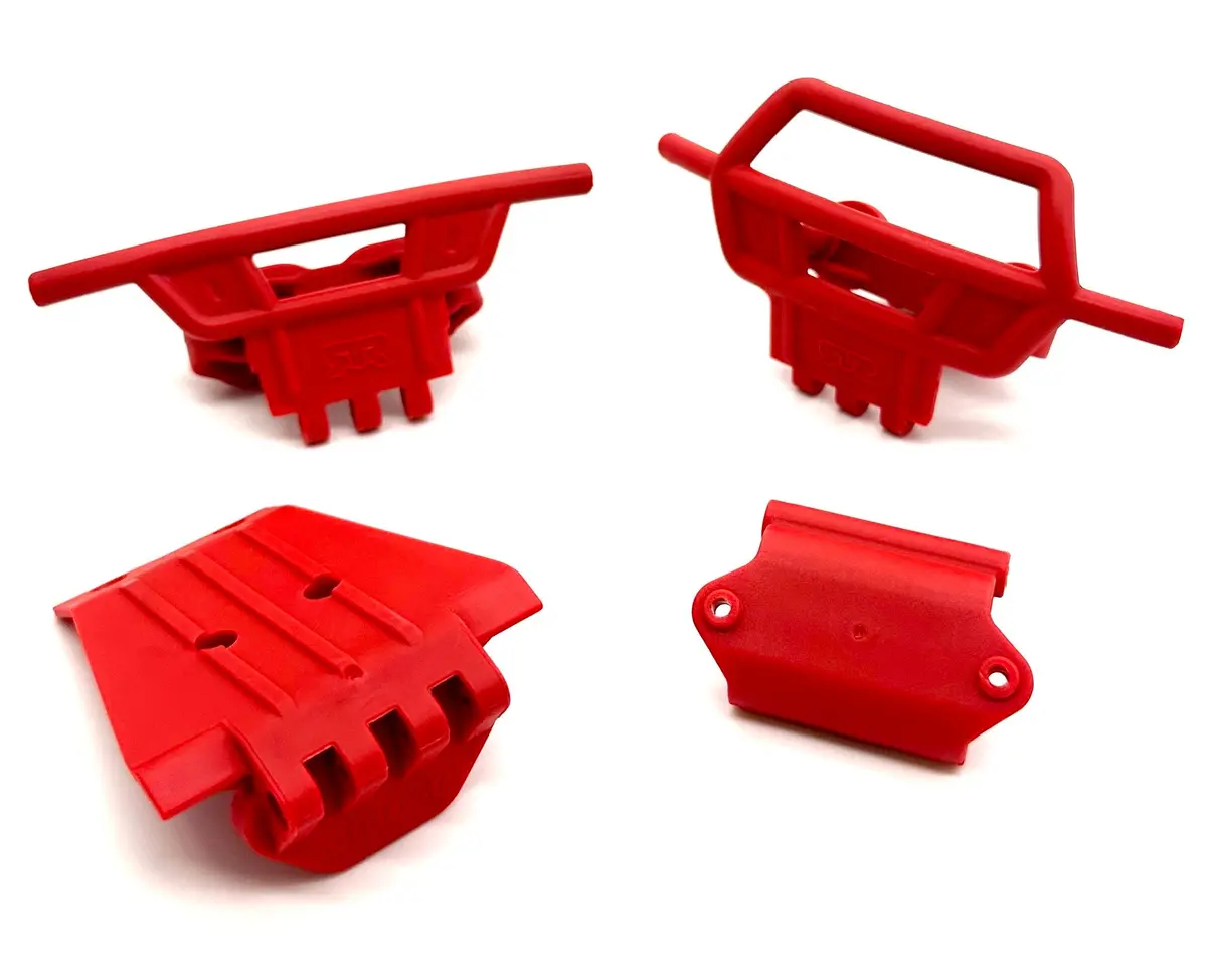 Arrma Quake 2Wd - Bumpers (Red) Front Rear Skid Mount Set Ara3537 1