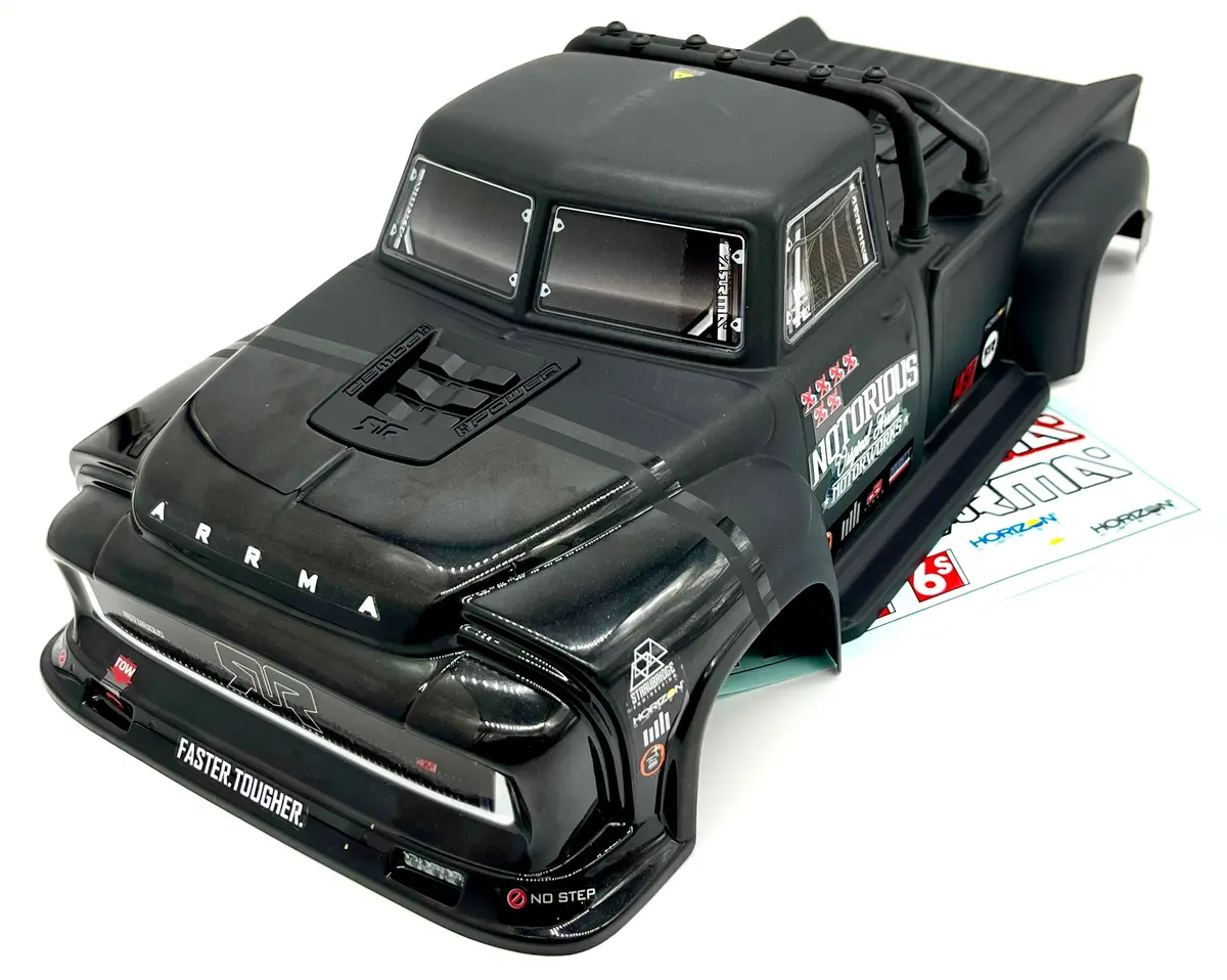 Arrma Notorious 6S V6 Blx - Body Shell (Black Polycarbonate Outcast Cover Ara8611v6 1