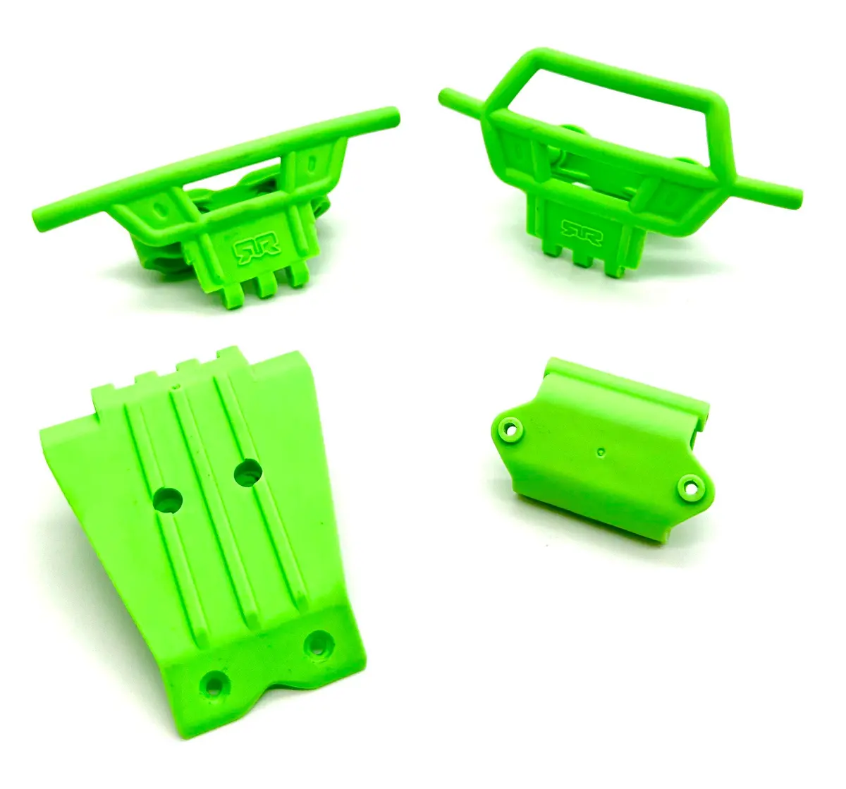 Arrma Quake 2Wd - Bumpers (Green) Front Rear Skid Mount Set Ara3537 1