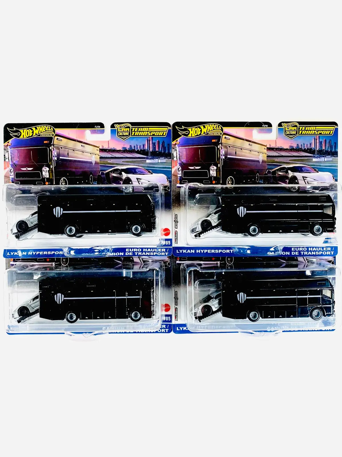 Hot Wheels 2025 Team Transport W Motors Lykan Hypersport & Euro Hauler #85 Solid Pack (4 Cars) 1