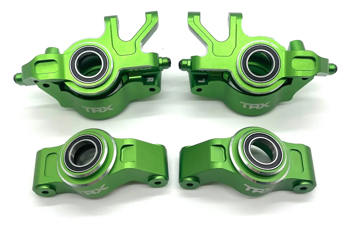 Xrt Ultimate Front Rear Hub Carriers Caster Steering Blocks & Bearings Green Traxxas 78097-4 1