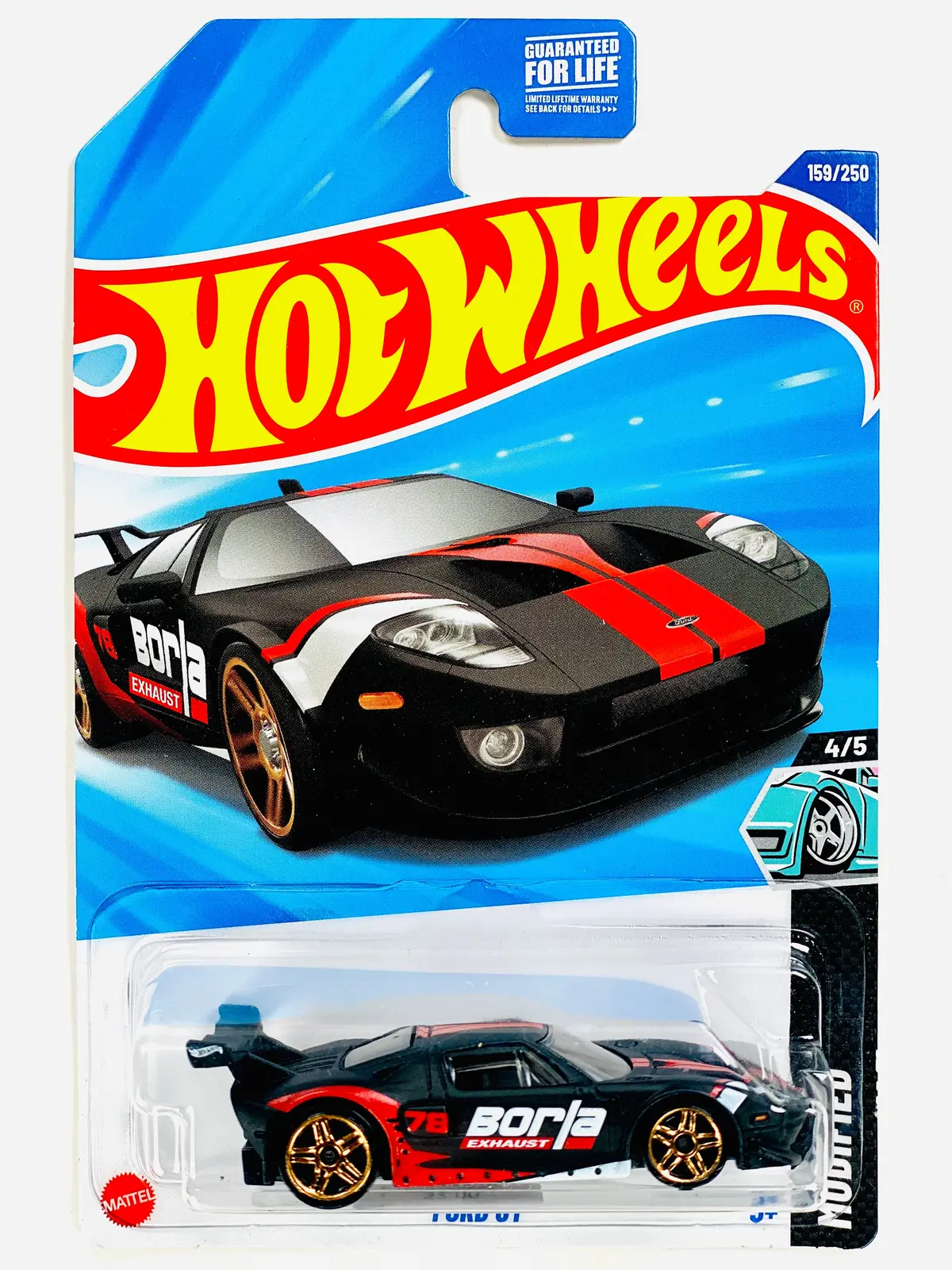Hot Wheels Modified Borla Ford Gt Black 159/250 - Damaged Card 1
