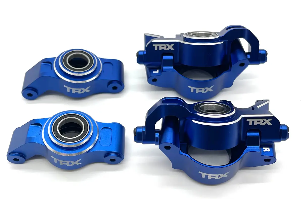 X-Maxx Ultimate Front Rear Hub Blue Carriers Caster Steering Blocks & Bearings Traxxas 77097-4 1