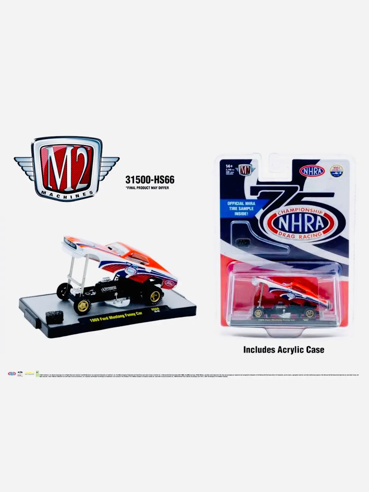 M2 Machines Hobby Exclusive 1969 Ford Mustang Funny Car 75Th Anniversary Of Nhra 1