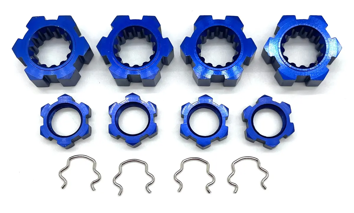 X-Maxx Ultimate Wheel Hubs, Blue 17Mm Splined Serrated Nuts Traxxas 77097-4 1