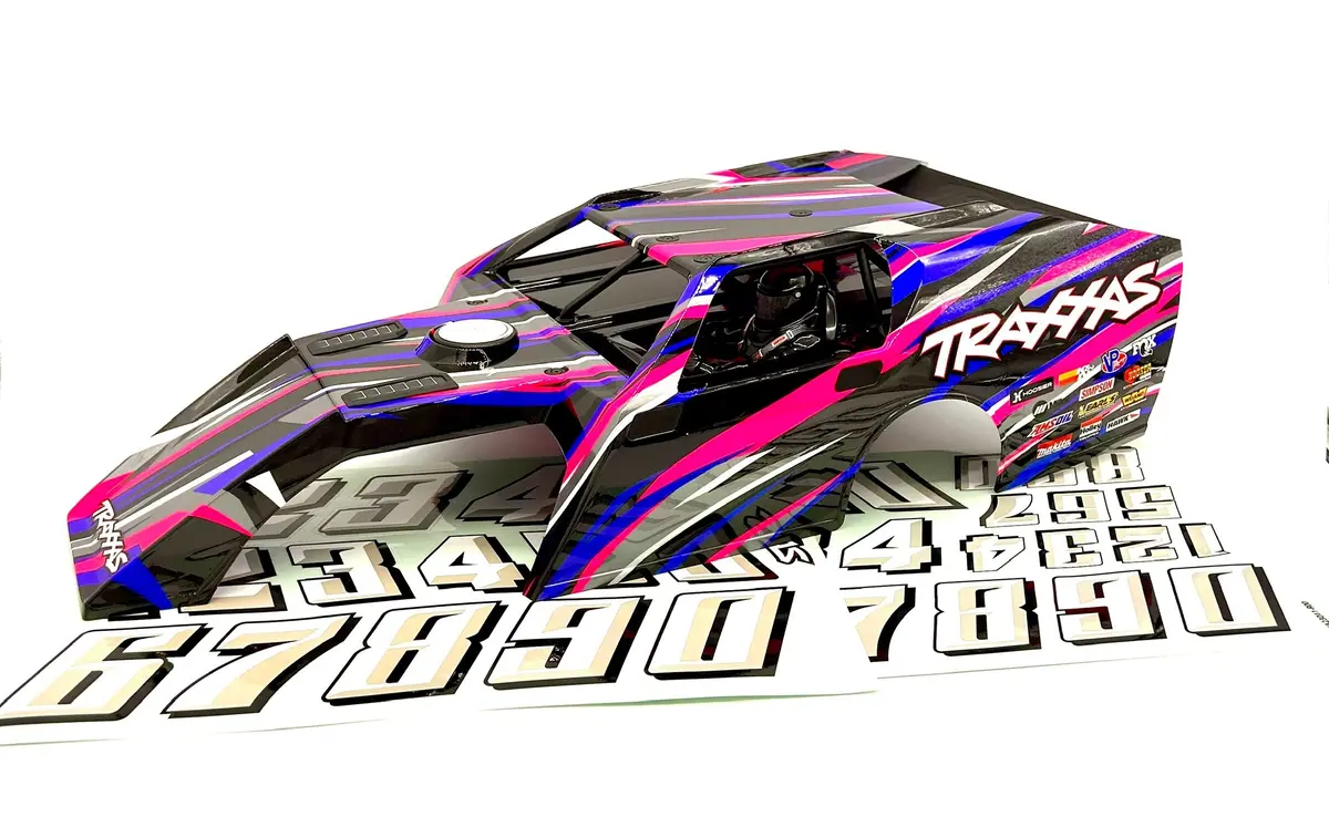 Slash Modified - Body, Dirt Oval Racer, Pink, Complete W/Decals 10411 Traxxas 104354-74 1