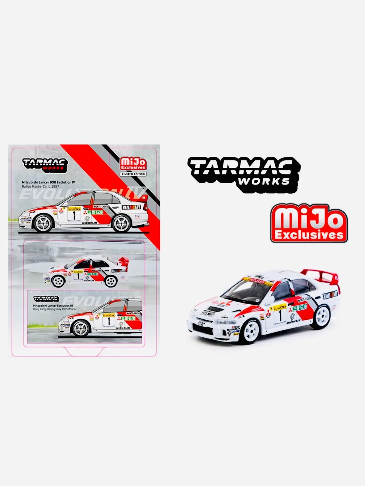 Tarmac Works Mijo Exclusive Mitsubishi Lancer Evolution Iv Rallye Monte-Carlo 1997 Tommi Mäkinen / Seppo Harjanne 1