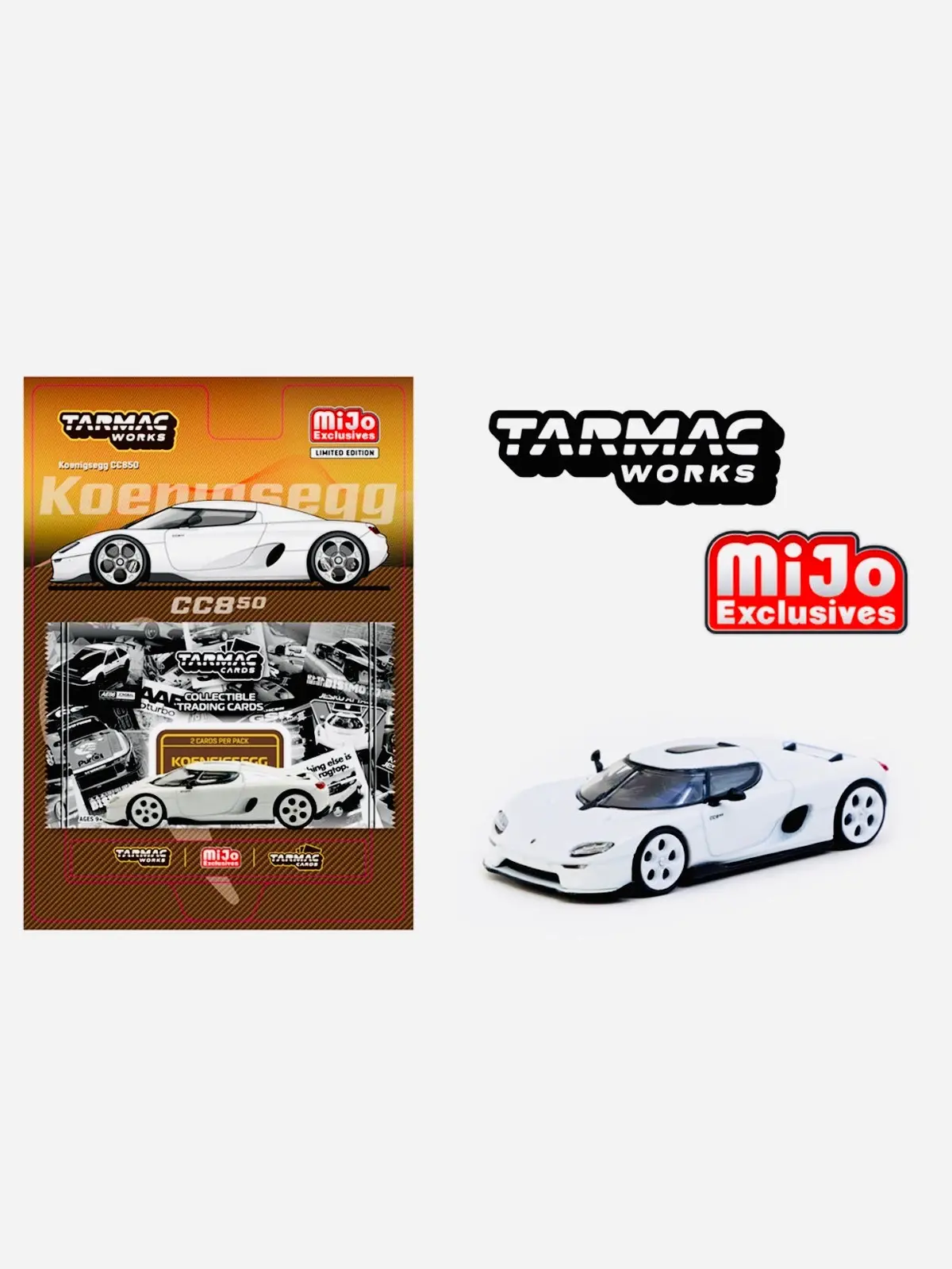 Tarmac Works Mijo Exclusive Global 64 Koenigsegg Cc850 W/ Trading Cards Pack White 1
