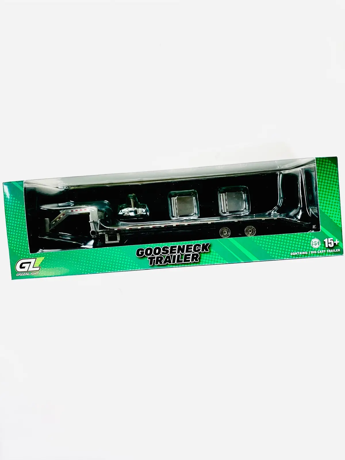 Greenlight Gooseneck Trailer In Primer Orange W/ Red & White Conspicuity Stripes Raw Chase 1