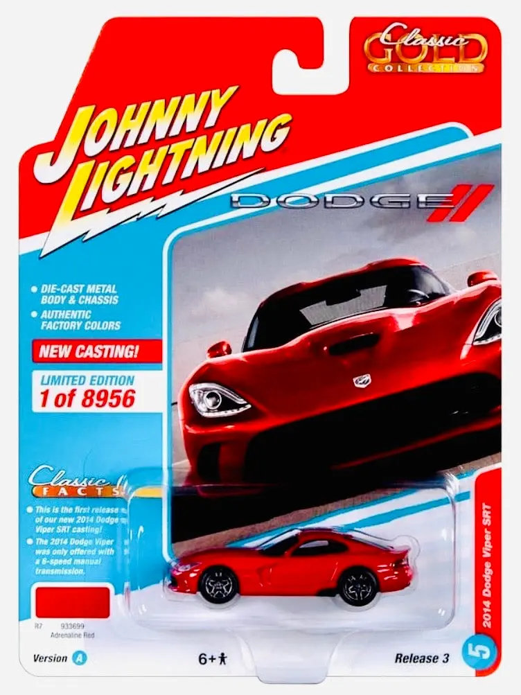 Johnny Lightning Classic Gold 2014 Dodge Viper Srt Adrenaline Red 1