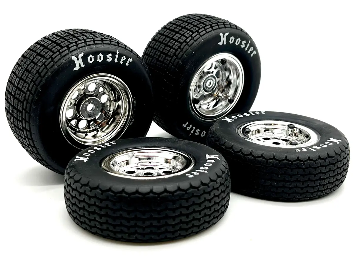 Losi 22S Sprint - Wheels & Tires (Chrome Wheels With Hoosier Tire, Assembled Los-1387 1