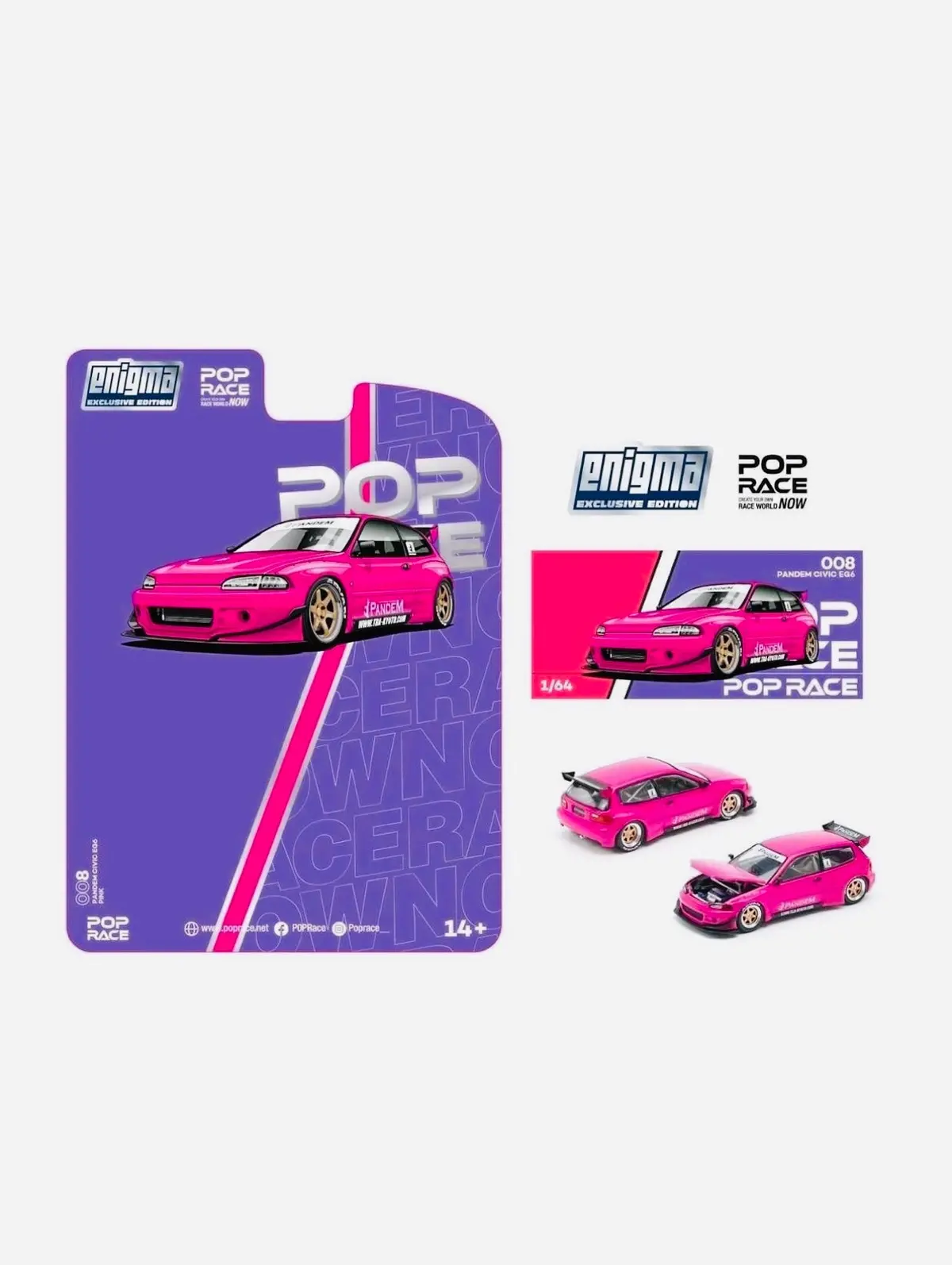 Pop Race Enigma Exclusive Pandem Civic Eg6 Pink #008 1