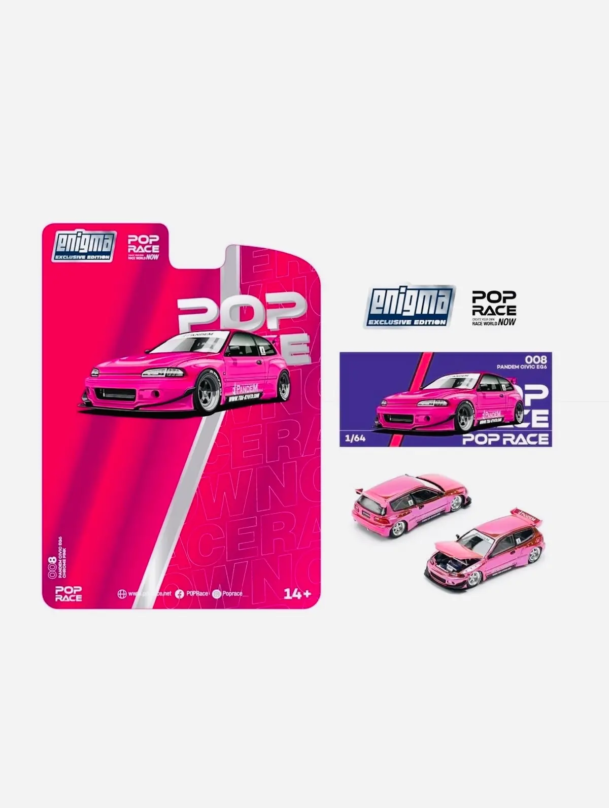Pop Race Enigma Exclusive Pandem Civic Eg6 Pink #008 Chase 1
