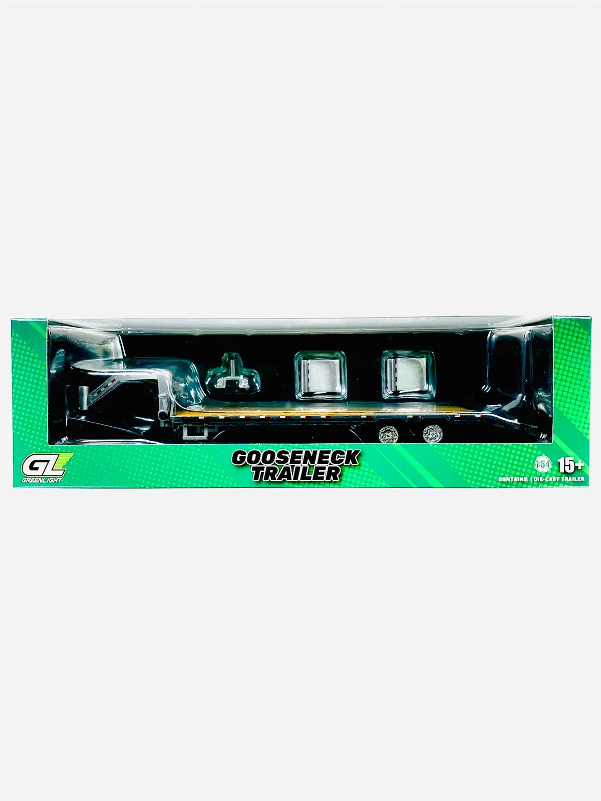 Greenlight Gooseneck Trailer In Yellow W/ Red & White Conspicuity Stripes Raw Chase 1