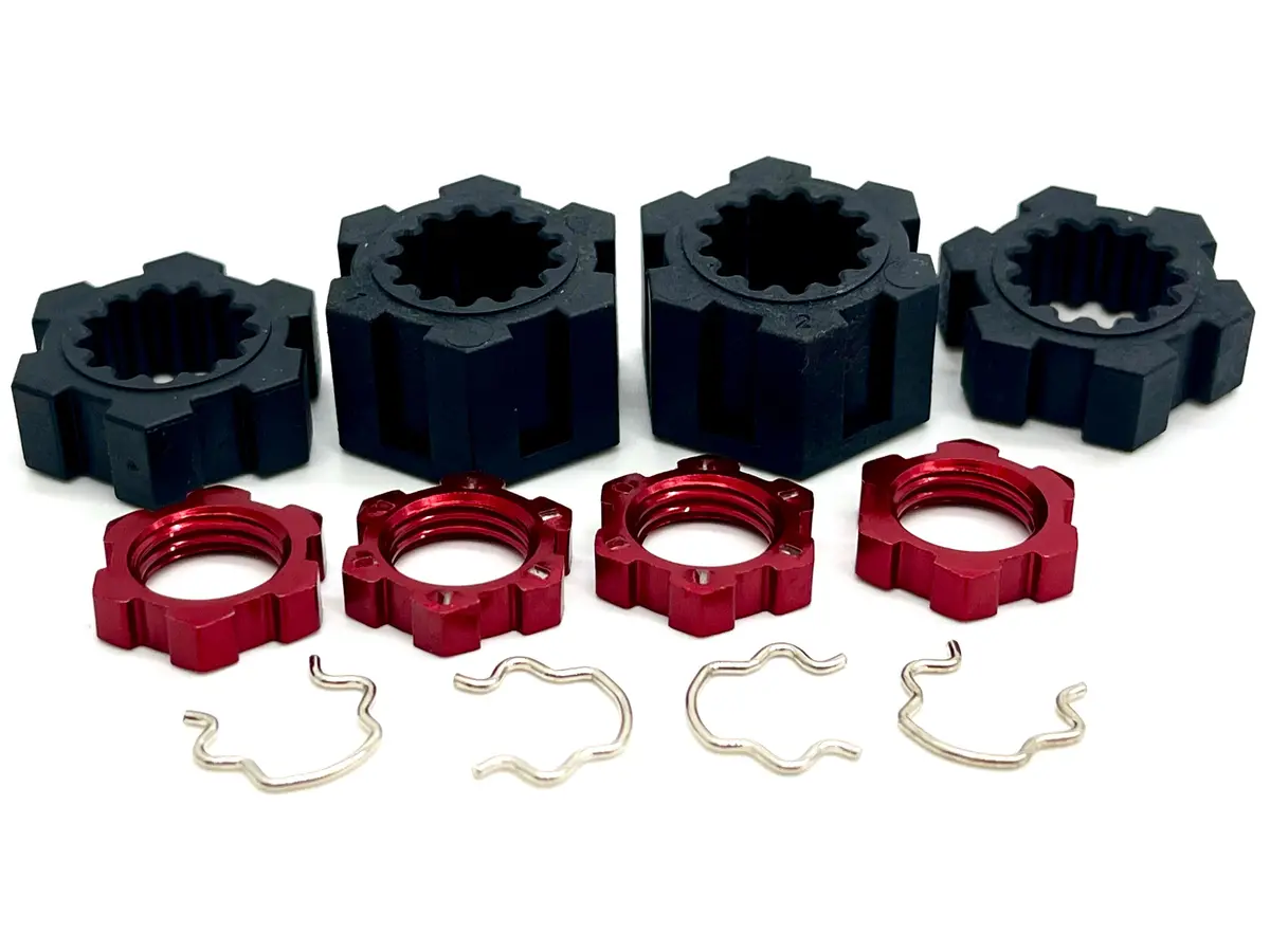 Sand Car 17Mm Red Wheel Hex Nuts, 23Mm Splined Hubs, Clips Front/Rear Traxxas 109076-4 1