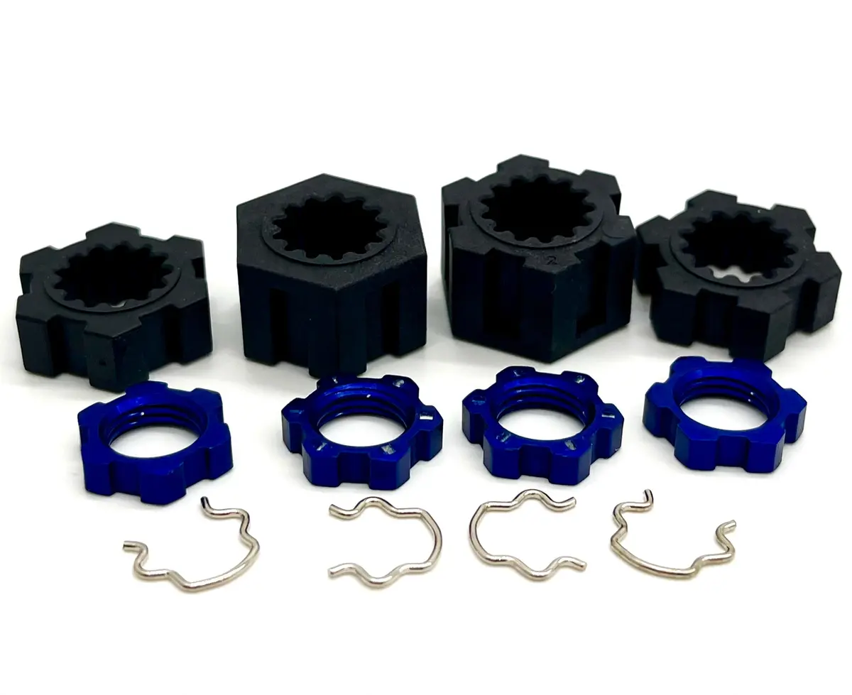 Sand Car 17Mm Blue Wheel Hex Nuts, 23Mm Splined Hubs, Clips Front/Rear Traxxas 109076-4 1