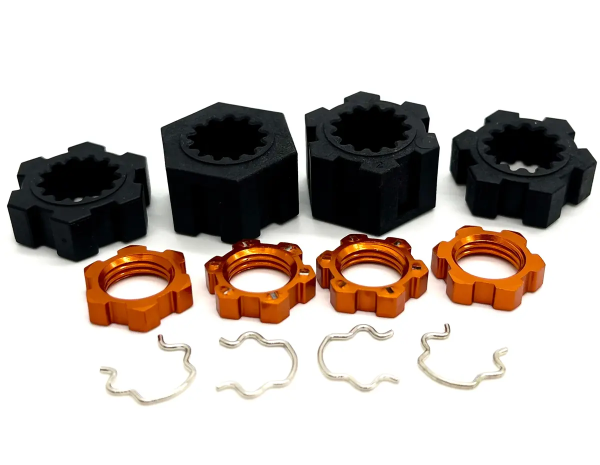 Sand Car 17Mm Orange Wheel Hex Nuts, 23Mm Splined Hubs, Clips Front/Rear Traxxas 109076-4 1
