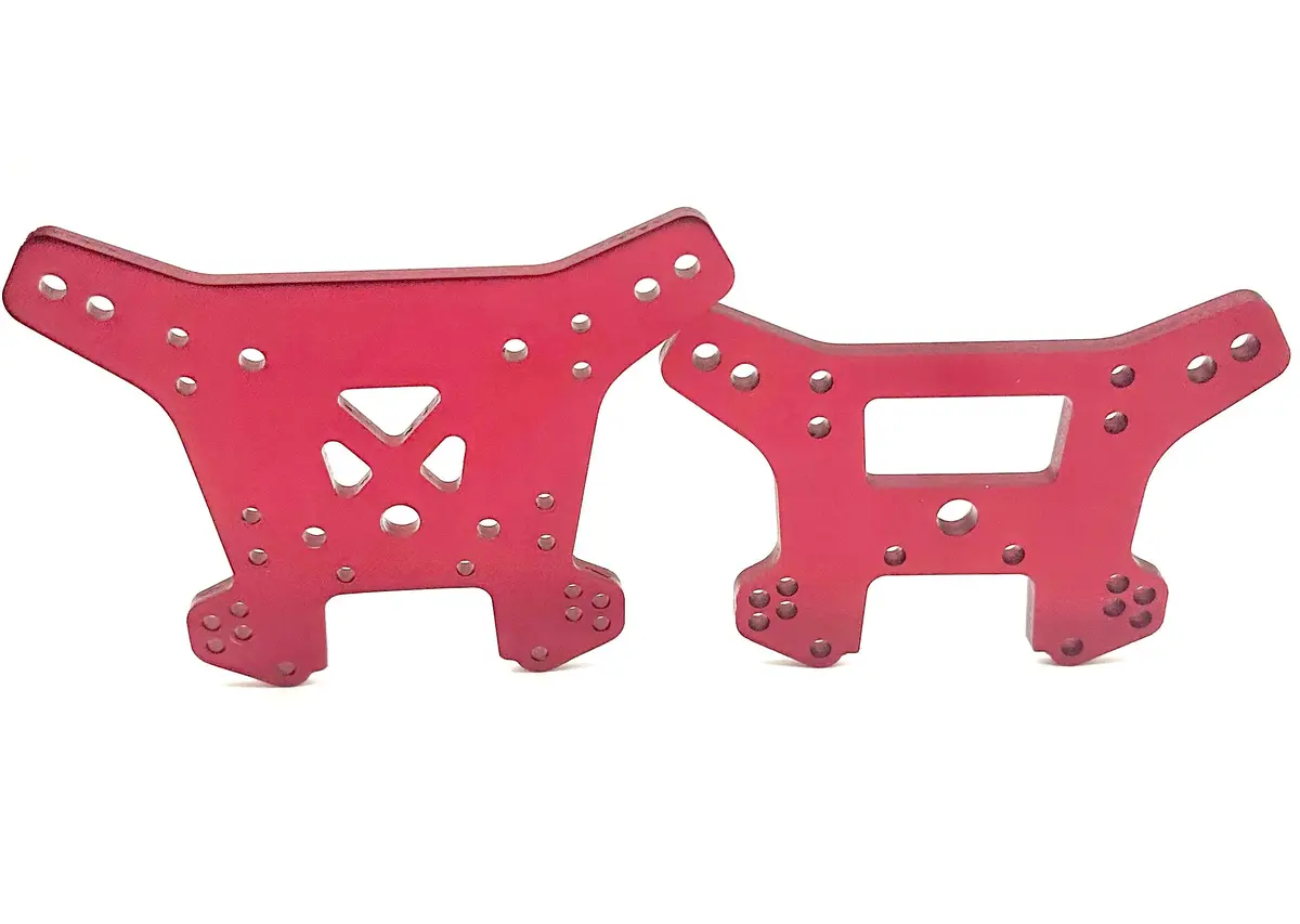 Fits Sledge - Towers (Front/Rear Shock Tower Aluminum Red Traxxas 95096-4 1
