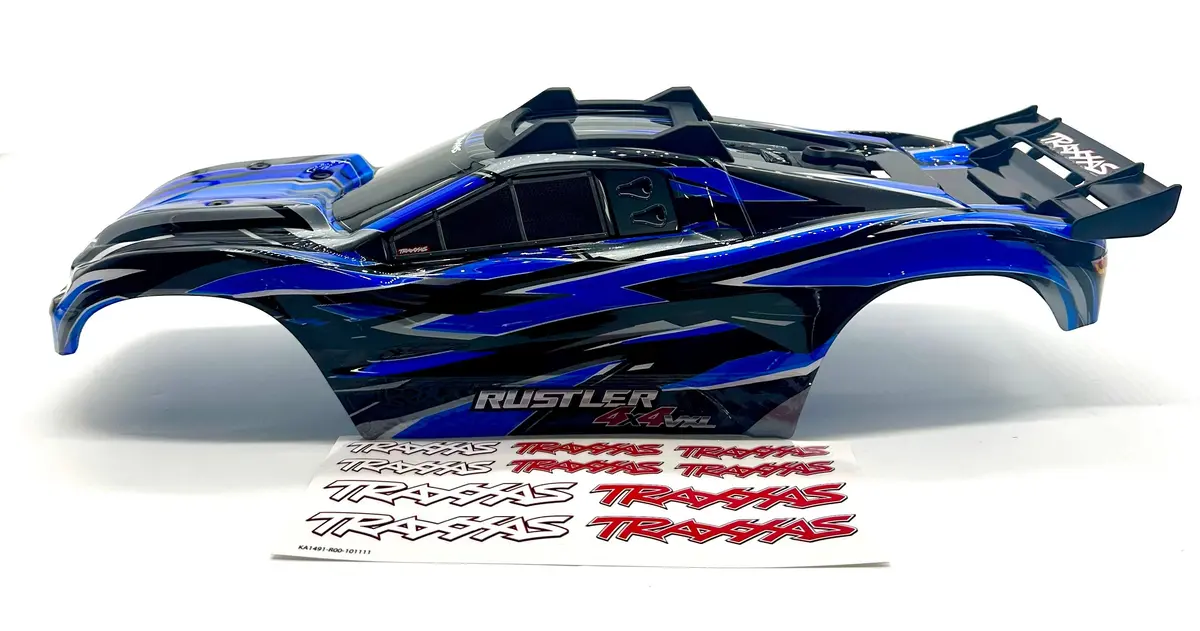 Rustler 4X4 Body Shell (Blue Black 2026 Shell Decals Clipless Vxl 67376-4 1