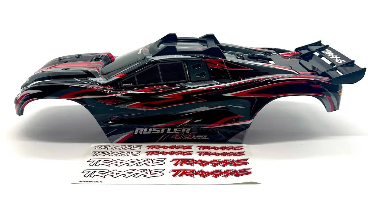 Rustler 4X4 Body Shell (Red Black 2026 Shell Decals Clipless Vxl 67376-4 1