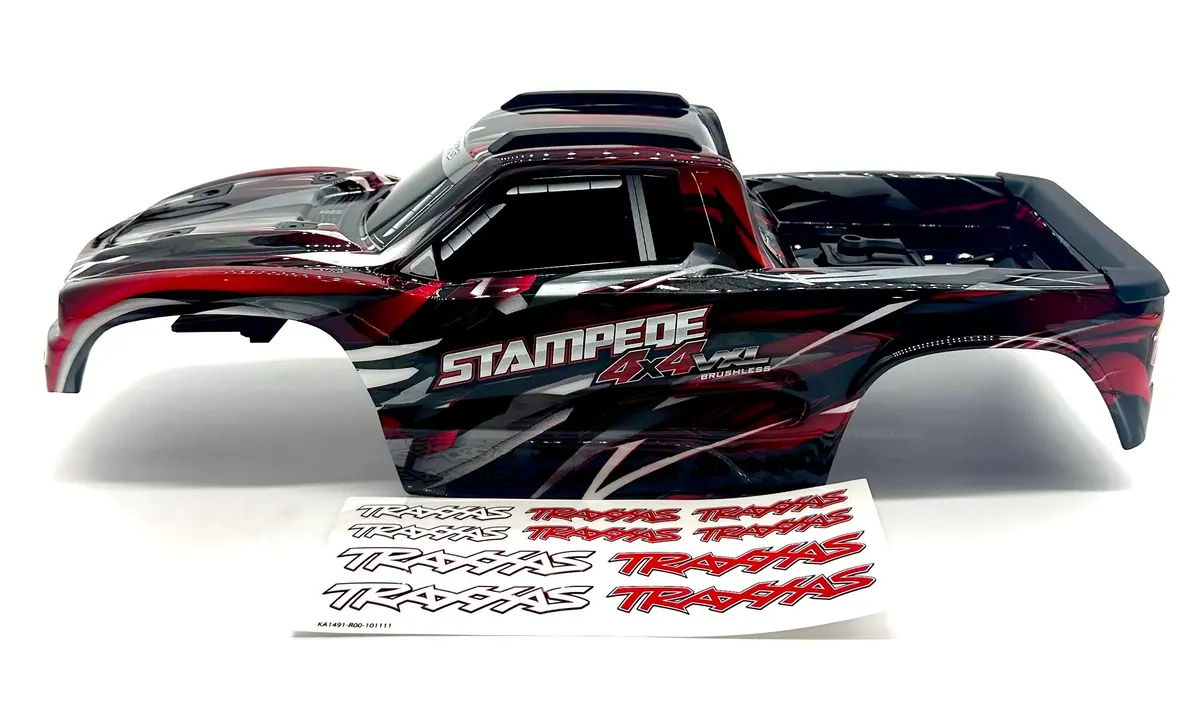 Stampede 4X4 Vxl Body Shell (Red & Black 9014-Red Cover Shell Hoss 90376-4 1