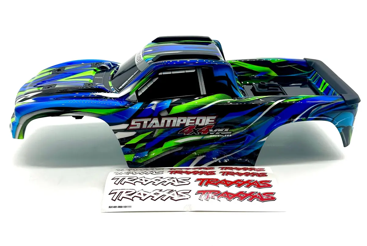 Stampede 4X4 Vxl Body Shell (Green 9014-Grn Cover Shell Hoss Decals 90376-4 1