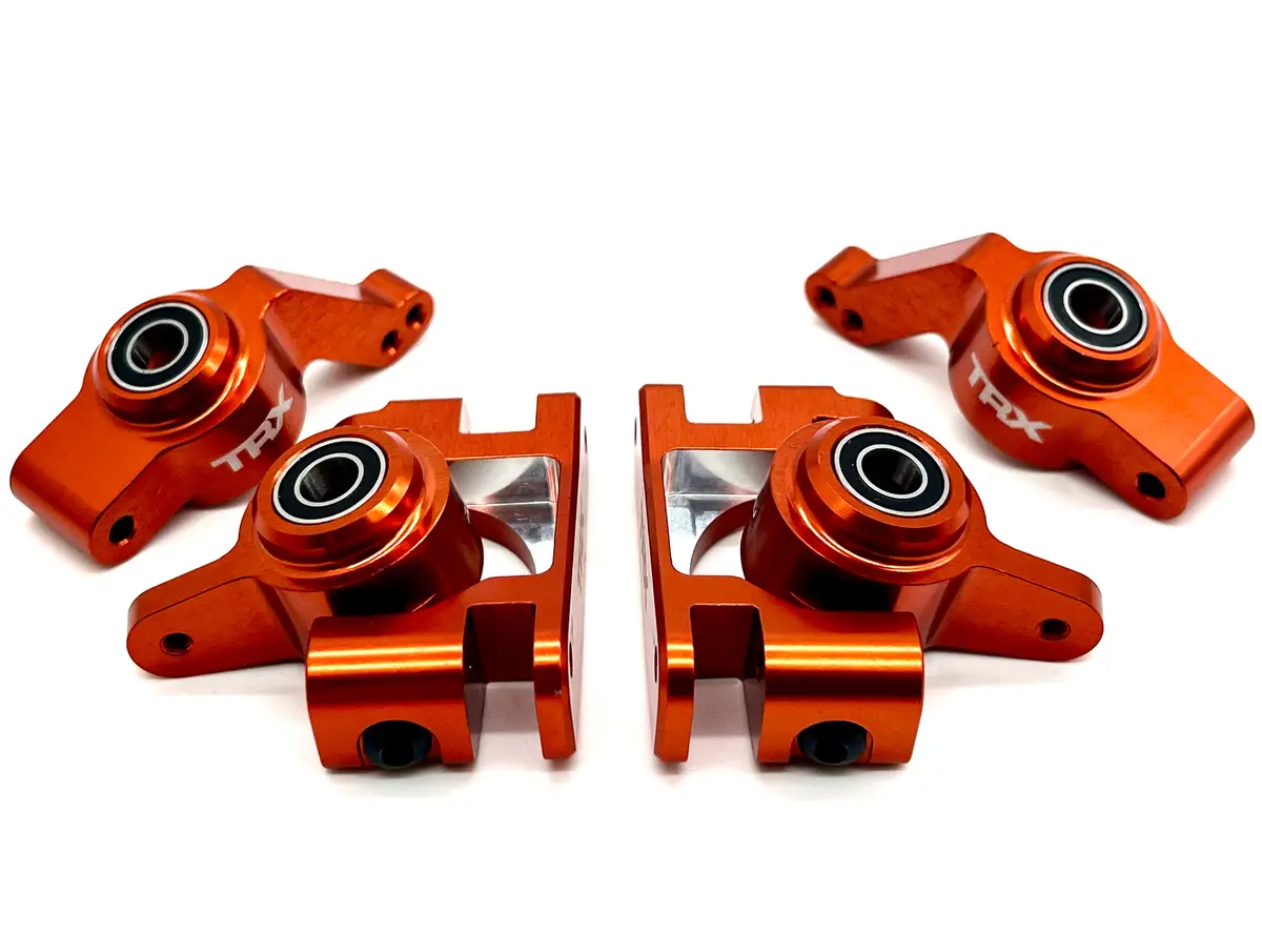 Raptor R Ultimate Hubs Spindles, Frt And Rear, Carriers, Bearings Orange Alum Traxxas 101177-4 1