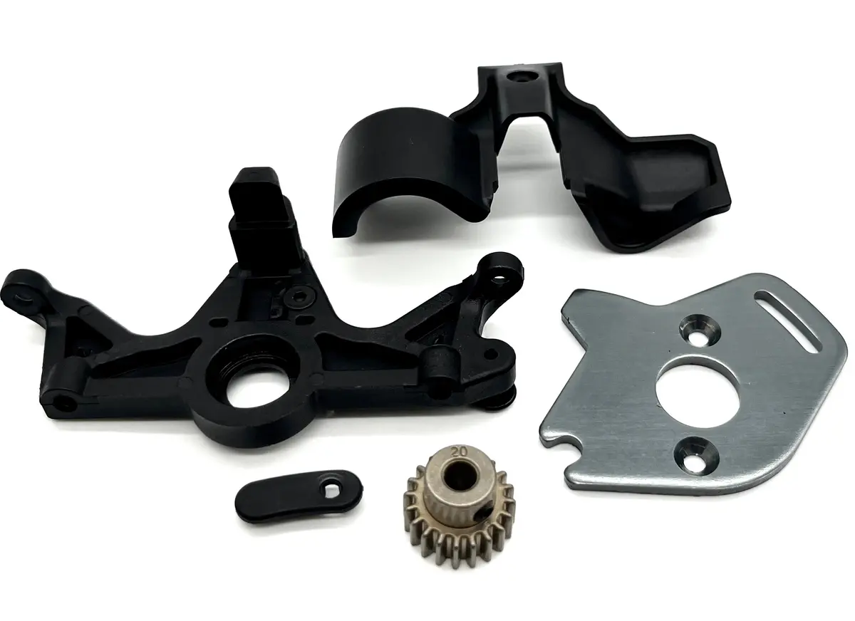 Raptor R Ultimate Motor Mount Cover, Gray Plate & Pinion Gear 20T 101177-4 1