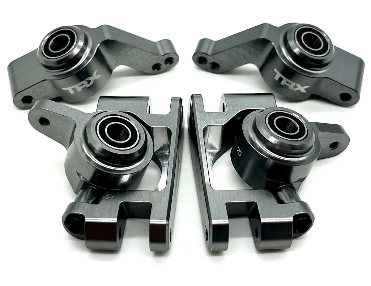Raptor R Ultimate Hubs Spindles, Frt And Rear, Carriers, Bearings Gray Alum Traxxas 101177-4 1